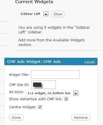 Configure widget Configure the CMF widget
