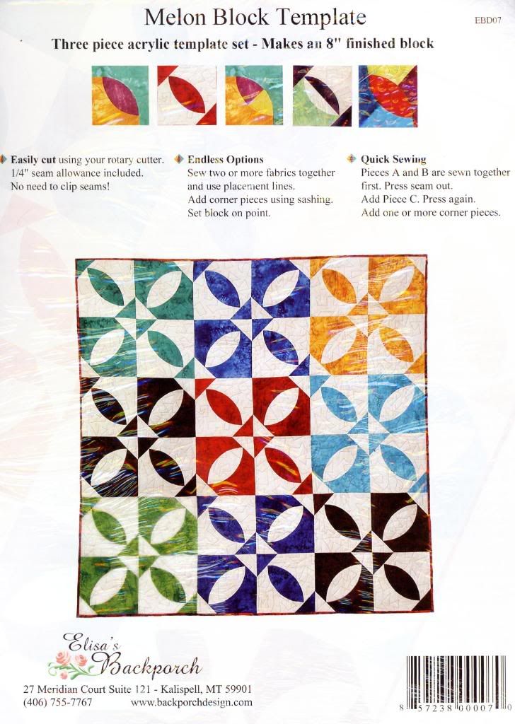 Elisa's Backporch Melon Block Template & Quilt Pattern eBay