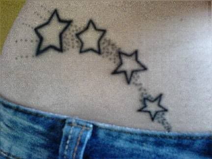 Row of small shooting stars,star tattoos,small tattoos