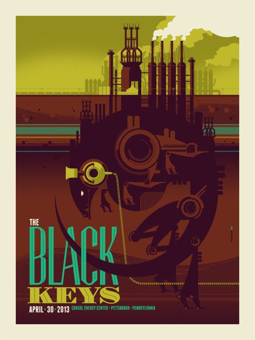 The Black Keys Concert Poster av Tom Whalen