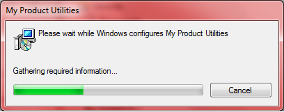 Please wait while Windows configure My Product Utilities