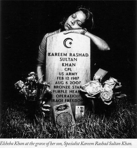 Elsheba Khan at the grave of her son