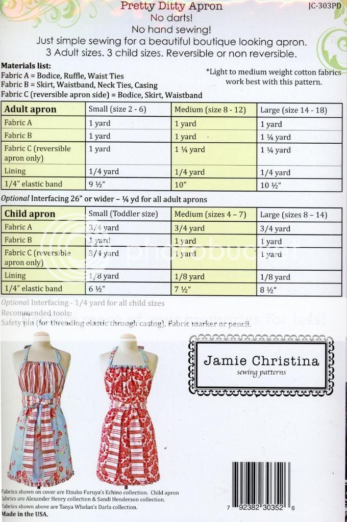 Jamie Christina Sewing Pattern - Pretty Ditty Apron