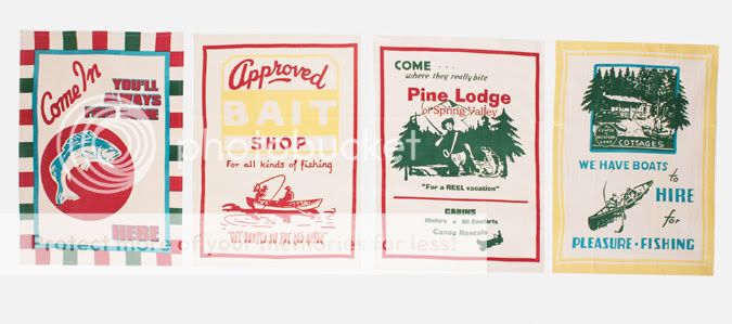 Moda Vintage Style Dish Tea Towels Bait & Tackle  