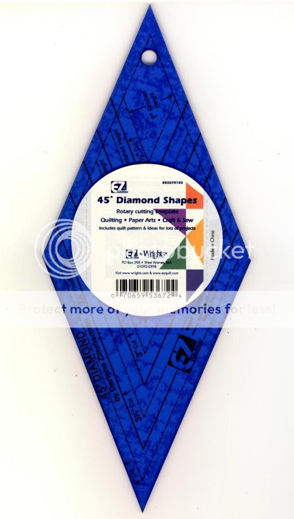 Easy 45 Degree Blue Diamond EZ Quilt Template Ruler  