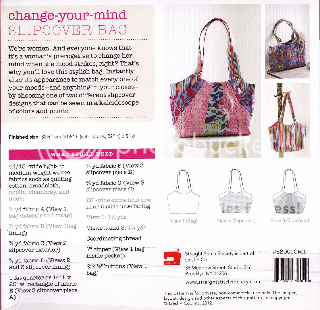 Straight Stitch Society Bag Sewing Pattern Change Your Mind Slipcover Bag
