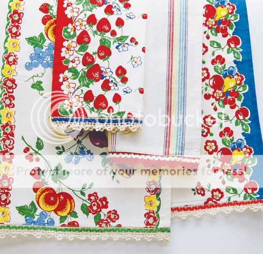 Moda Vintage Style Dish or Tea Towels   Berries Jubilee   4 towel set